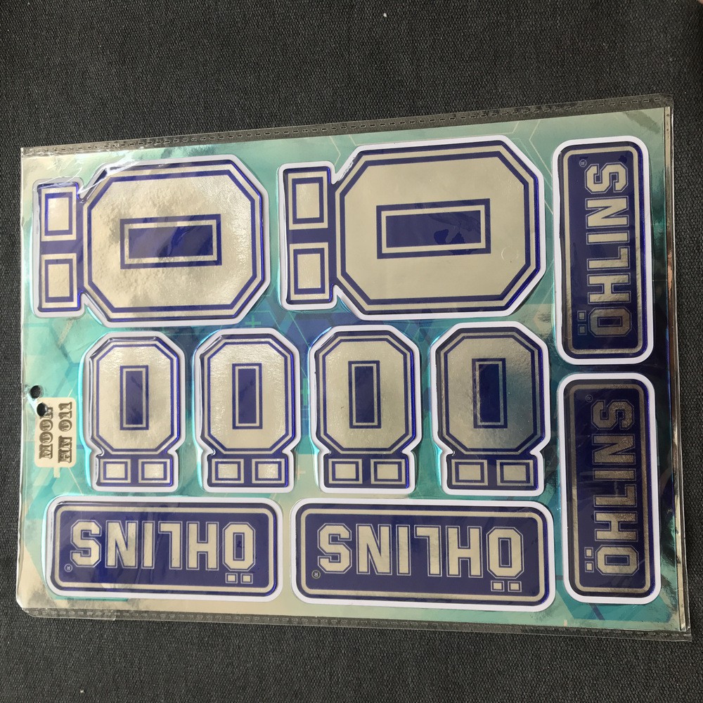 [CỰC RẺ] Bộ tem LOGO NỔI OHLINS DẠ QUANG ( MÀU XANH )