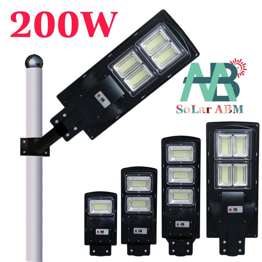 200W Đèn Đường Tấm Pin Liền Thể Năng Lượng Mặt Trời , Cảm Biến Chuyển Động , IP67 Chống Nước , mã : ABM-HX21200A