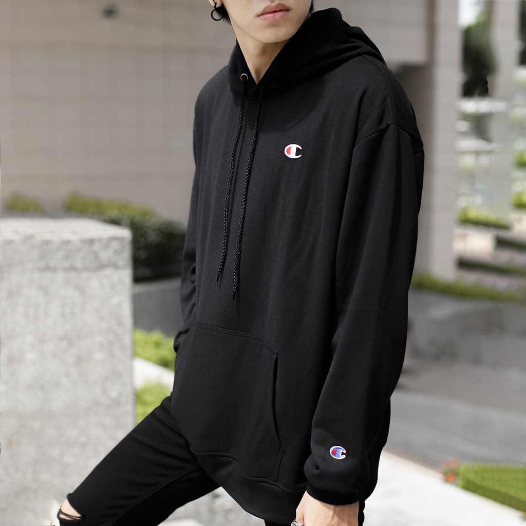 Áo Hoodie Champion Logo Màu Đen