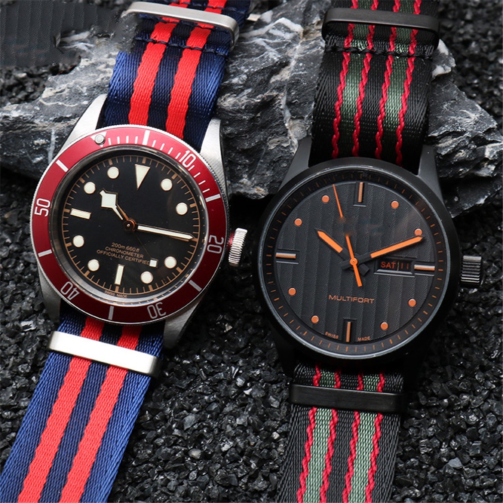 Dây Đeo Đồng Hồ Thể Thao Bằng Vải Bố Nilon 20mm 22mm Không Thấm Nước Cho Nam