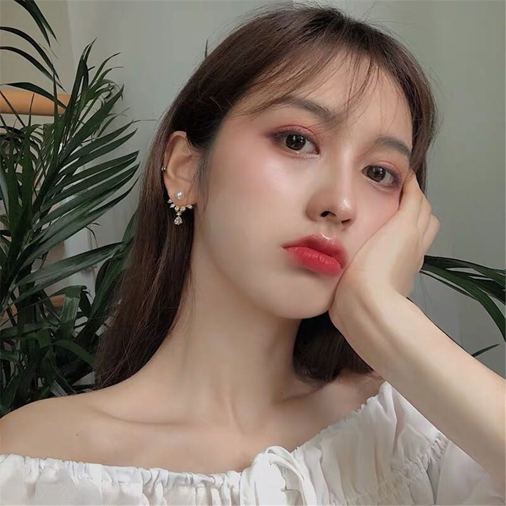 Bông Tai Dáng Dài Đính Đá Phối Ngọc Trai Thời Trang S925 Cho Nữ Yanqueens Trang sứ Quà tặng
