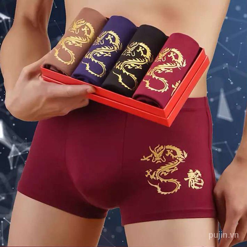 Quần Lót Boxer Họa Tiết Sọc Ngang Màu Xanh Lá Cho Nam Oma Dragon4