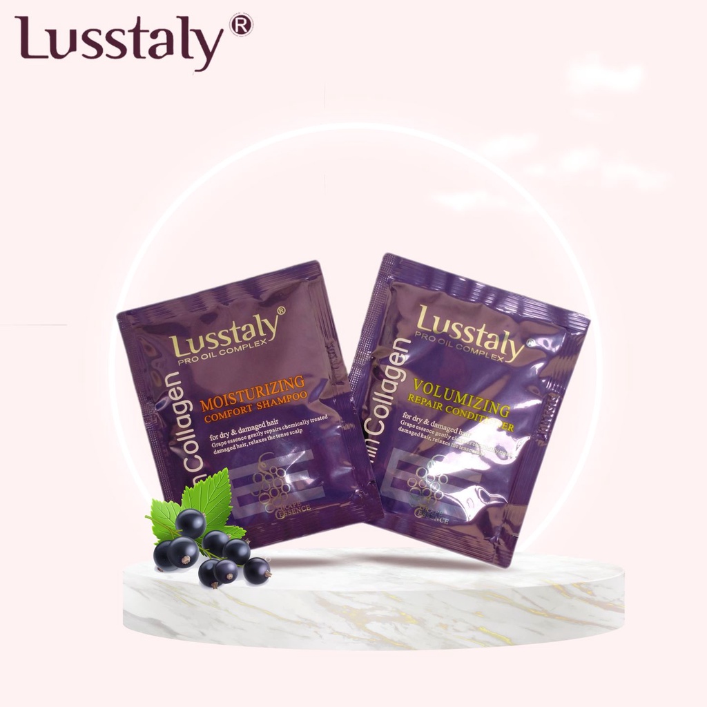 Set Dầu Gôi Xả Lusstaly Collagen Mini 15Ml Du Lịch Chính Hãng | Phục Hồi, Mềm Mượt, Chống Rụng Tóc | Siêu Tiết Kiệm