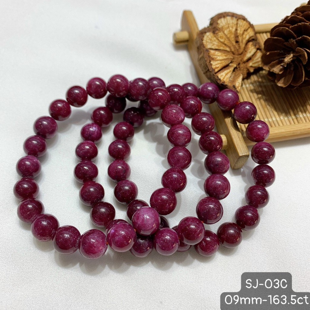 Vòng Tay RB Nam Phi Đỏ Đậm Đẹp Tuyệt Vời Size 8-10mm