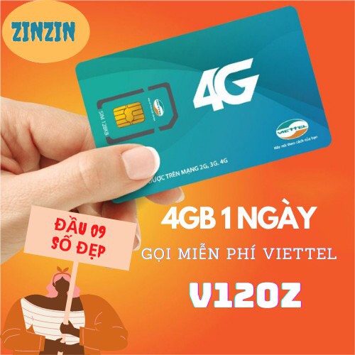 Sim 4G Viettel miễn phí 30 ngày gói V120n, V120z,V120 khuyến mãi 120GB/Tháng miễn phí gọi nội mạng, liên mạng 50 phút