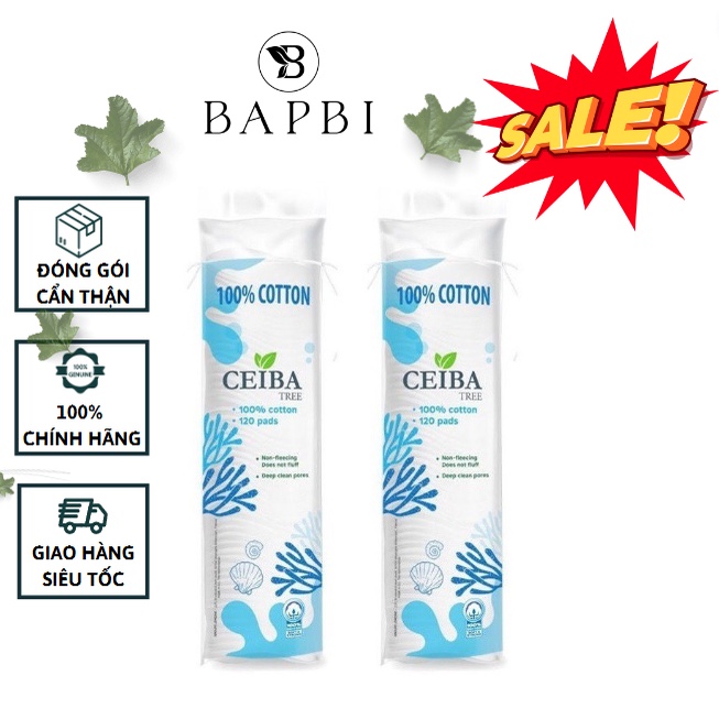 Bông Tẩy Trang Ceiba Organic 100% Chất Liệu Cotton 120 Miếng