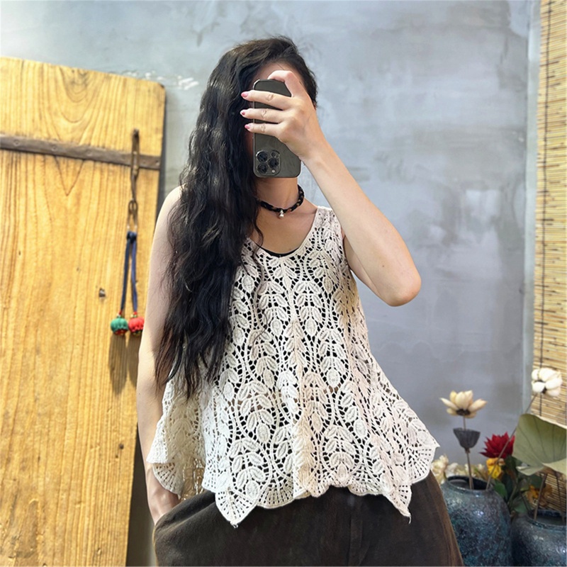 Áo Hai Dây Dệt Kim Phối Ren Thời Trang Cho Nữ