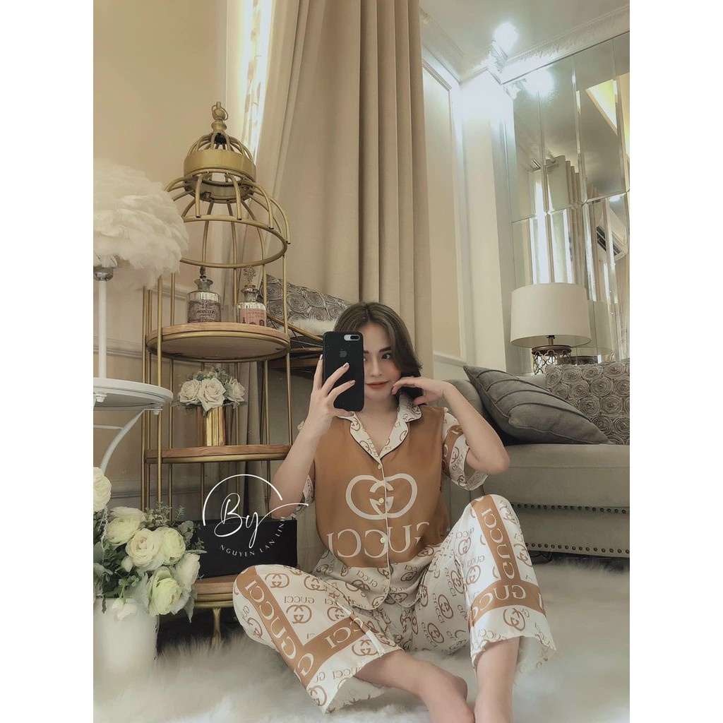 Đồ bộ PIJAMA bộ lụa satin mặc nhà tay ngắn quần dài form dưới 60 kí