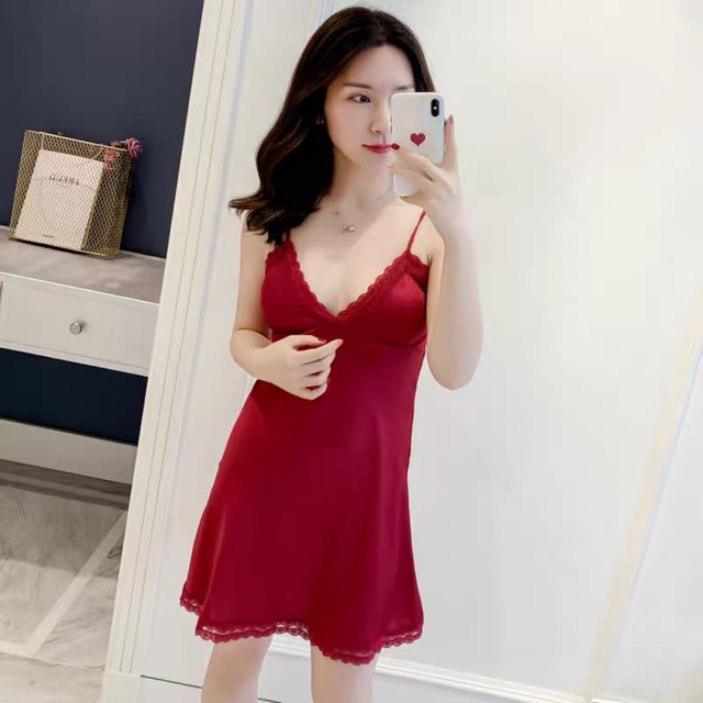 Sx 638 váy ngủ lụa satin - đầm ngủ cao cấp -STĐL