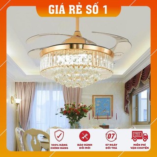 Quạt trần đèn dấu cánh, quạt trần phòng khách QPF106- cánh cụp cánh xòe có 3 chế độ ánh sáng sang trọng-điều khiển từ xa
