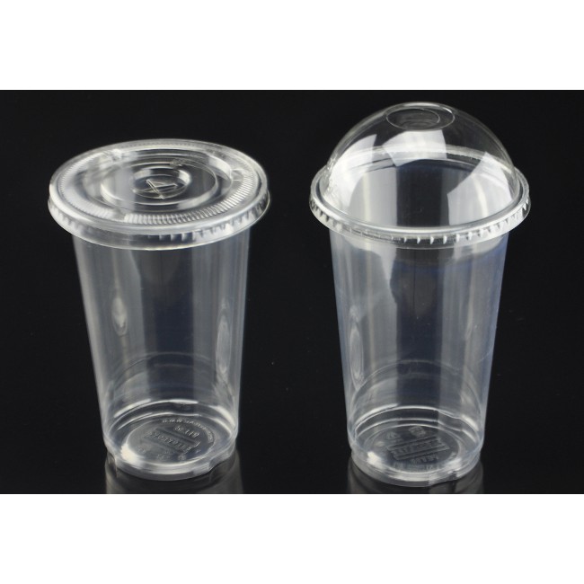 50 cái Ly PET nhựa nắp cầu, nắp bằng 500ml vòm tròn cong cà phê take away 16oz . Plastic cup