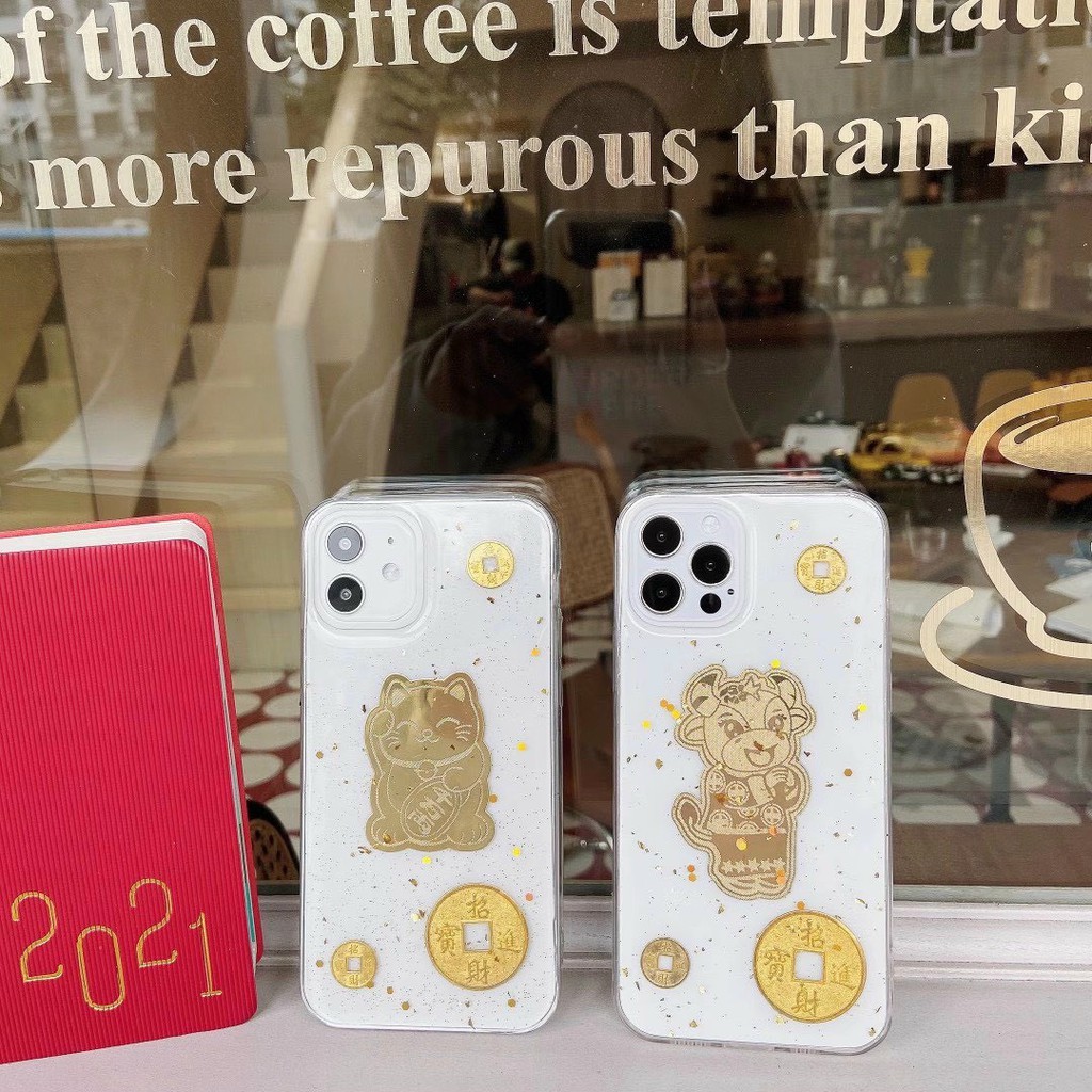 Ốp lưng iphone Mèo thần tài và Hổ thần tài mạ vàng cho 6plus/7plus/8plus/x/xs/xs max/11/11 promax/12/12promax/13promax | BigBuy360 - bigbuy360.vn