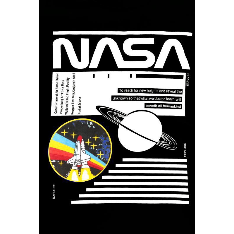 Ins Style Hot Women Slim Nasa Letter Print Tops Round Neck Long Sleeve Tshirt