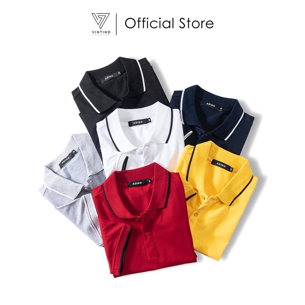 Áo polo nam trơn có cổ bẻ tay ngắn VINTINO, áo thun nam cotton basic nhiều màu PLV