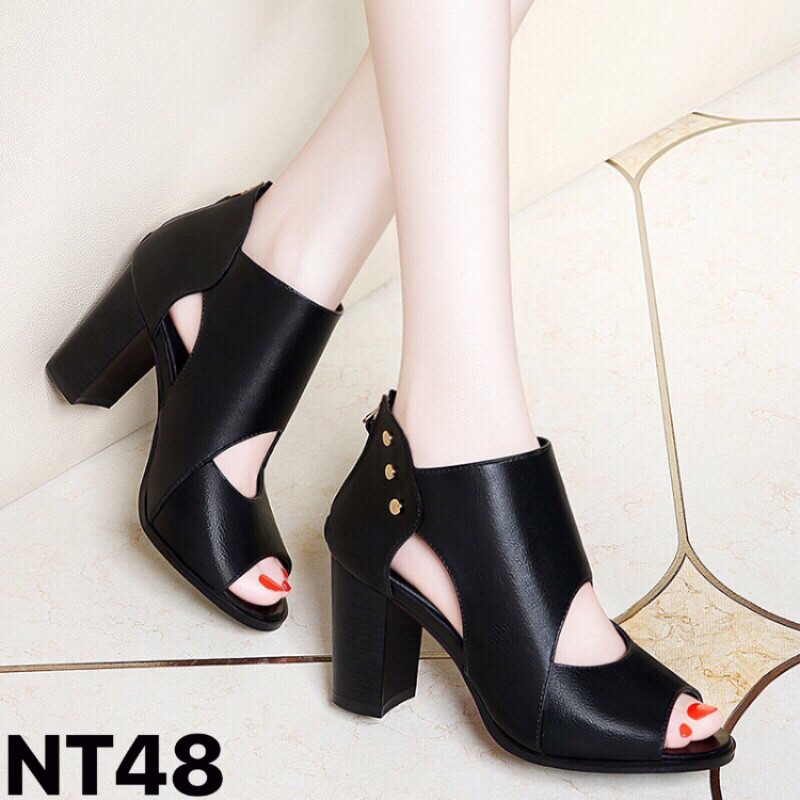 GIÀY BOOT CAO GÓT ĐẾ VUÔNG 10 PHÂN (NT48)