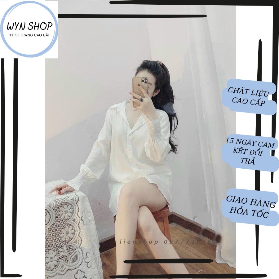 [ CÓ VIDEO + ẢNH THẬT ] Áo Sơ Mi Nữ Dài Tay Trắng Đi Học, Đi Làm Cổ Bẻ Form Rộng Bo Nhún Cổ Tay - WY