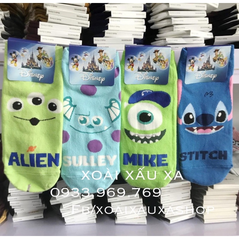Vớ hoạt hình stitch - pooh - sulley - mike - lotso