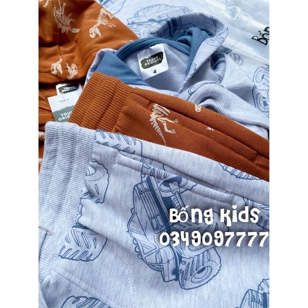 Bộ Nỉ Hoodie Bé Trai In Hình Young Original