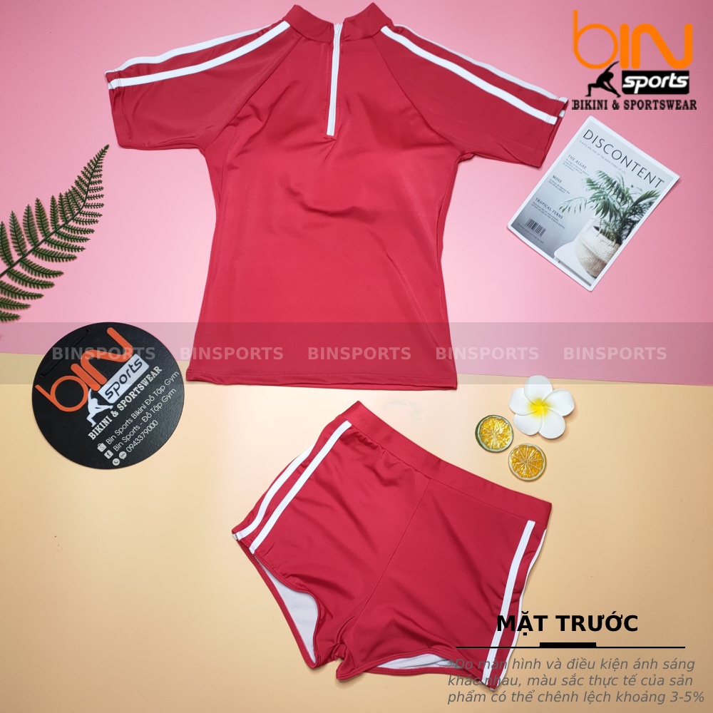 Bikini Nữ 2 Mảnh Quần Đùi Cạp Cao Aó Phủ Bụng Bin Sports BHV096