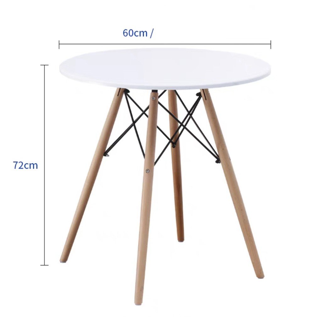 Bàn Tròn Eames 4 Chân Gỗ Đan Sắt Ngồi Quán Cafe, Văn Phòng, Bàn Ăn Đủ Kích Thước