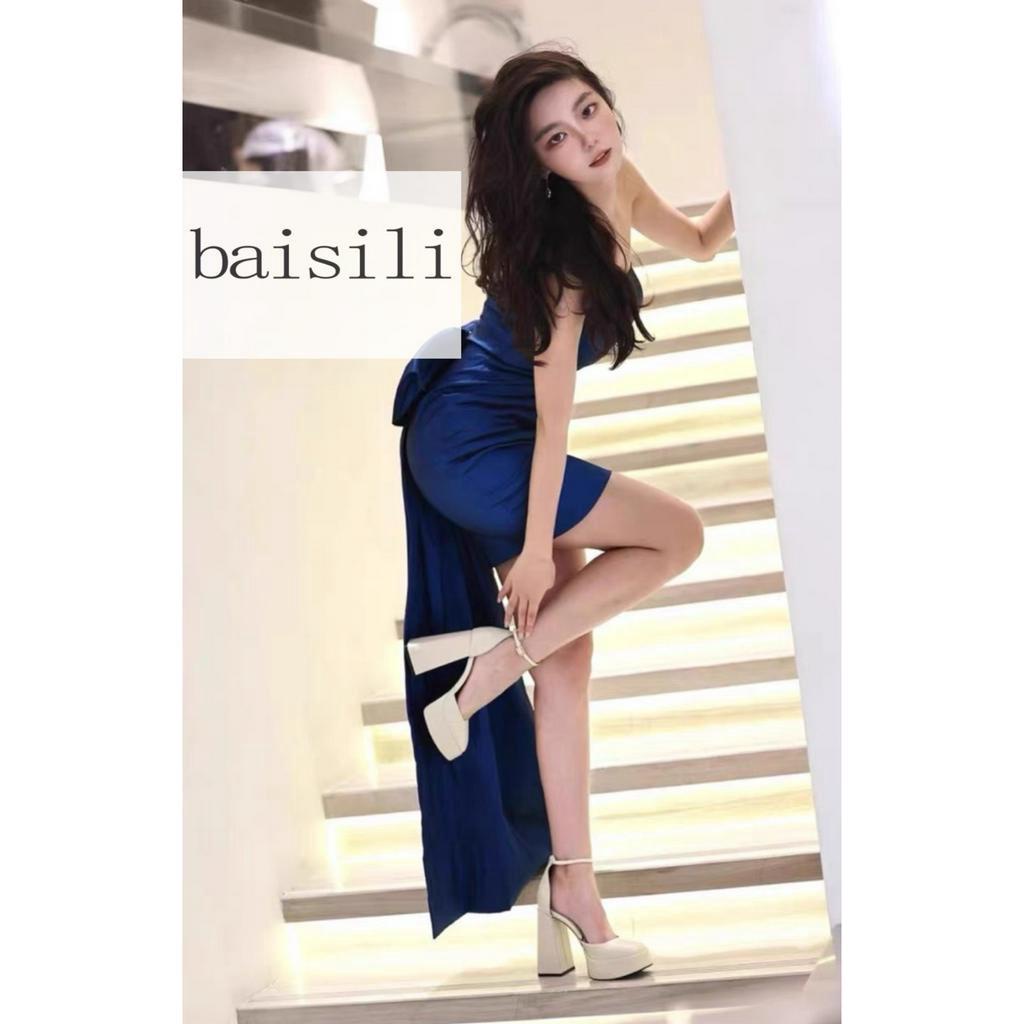 GIÀY THỜI TRANG BAISILI - SỤC NỮ BÍT MŨI TRÒN ĐÚP CAO - GIÀY CAO GÓT BÍT HẬU 13 PHÂN BG230339