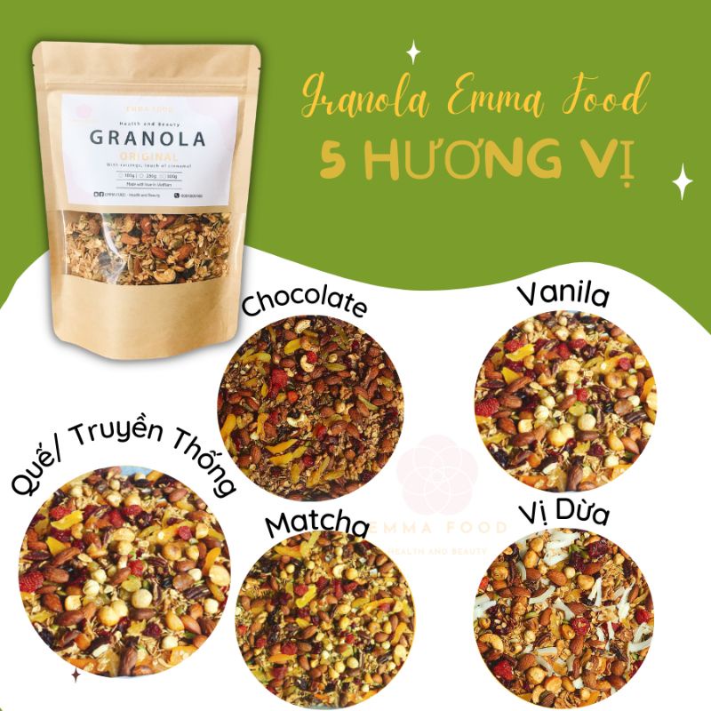 500G GRANOLA MIX 10 HẠT KHÔNG ĐƯỜNG By EMMA Food - Ngũ Cốc Ăn Sáng Healthy