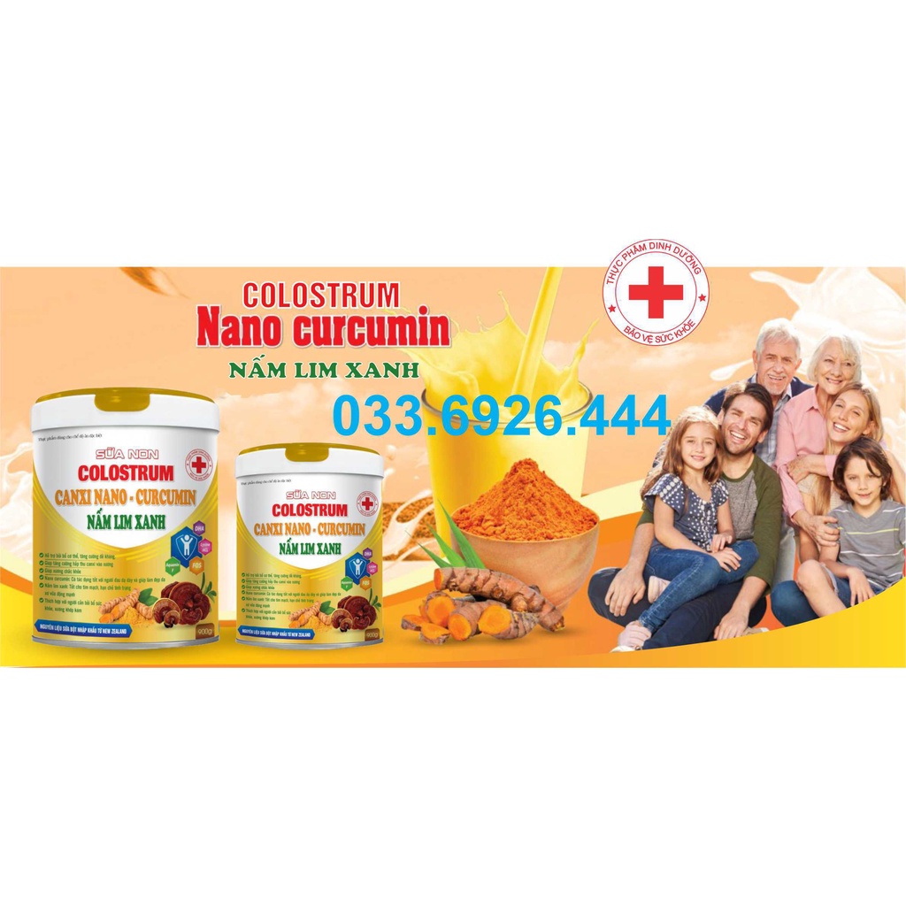 SỮA NON COLOSTRUM CANXI NANO CURCUMIN NẤM LIM XANH 900g
