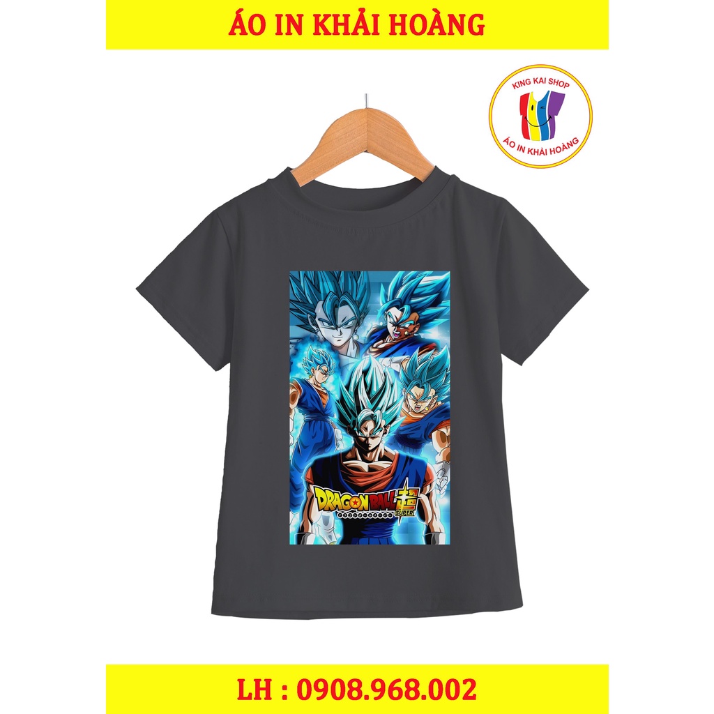 Áo thun đen bé trai in hình goku coton co giản thoải mái