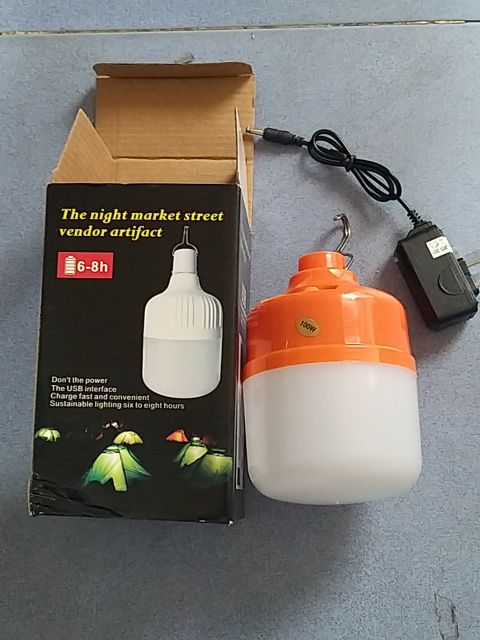 [FREESHIP] Bóng đèn LED sạc tích điện 50w, bóng đèn tích điện 2 chế độ có móc treo