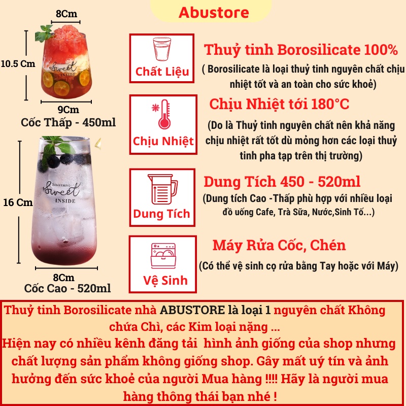 Ly thủy tinh trong suốt 400ml uống nước in chữ độc đáo cốc thủy tinh uống sinh tố cafe dễ thương cute ABUSTORE C22