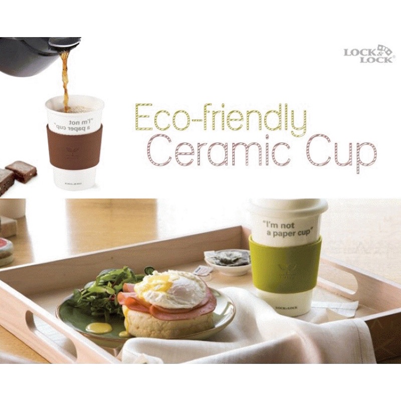Ly sứ nắp Silicone Lock&Lock Eco Life dung tích 370ml SLB003