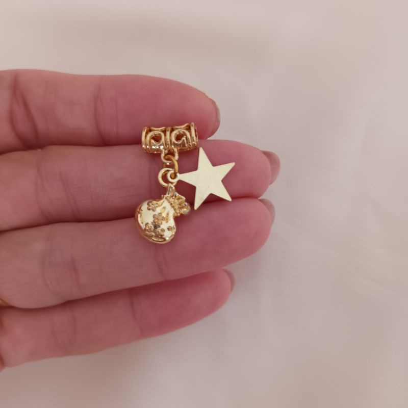 Charm ống lùa ngôi sao tài lộc cao cấp xâu vòng chặn hạt không đen không bay màu