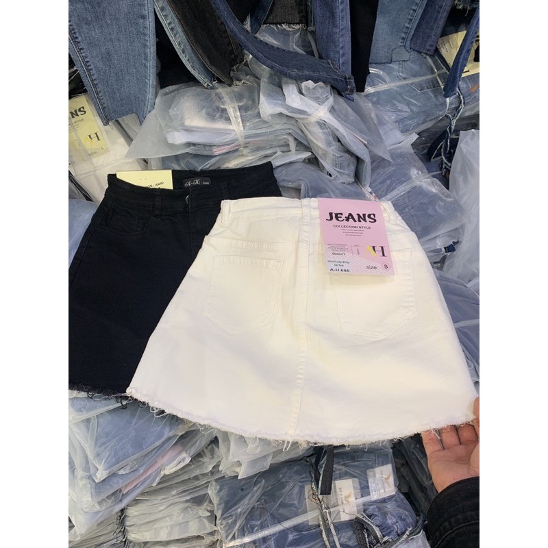 Váy Jean ngắn có lót lớp quần trong phom chữ A ngắn hàng đẹp may kỹ | BigBuy360 - bigbuy360.vn