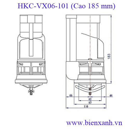 Van xả nước bồn cầu liền khối 2 nhấn HKC-VX06-101 (Cao 185 mm)