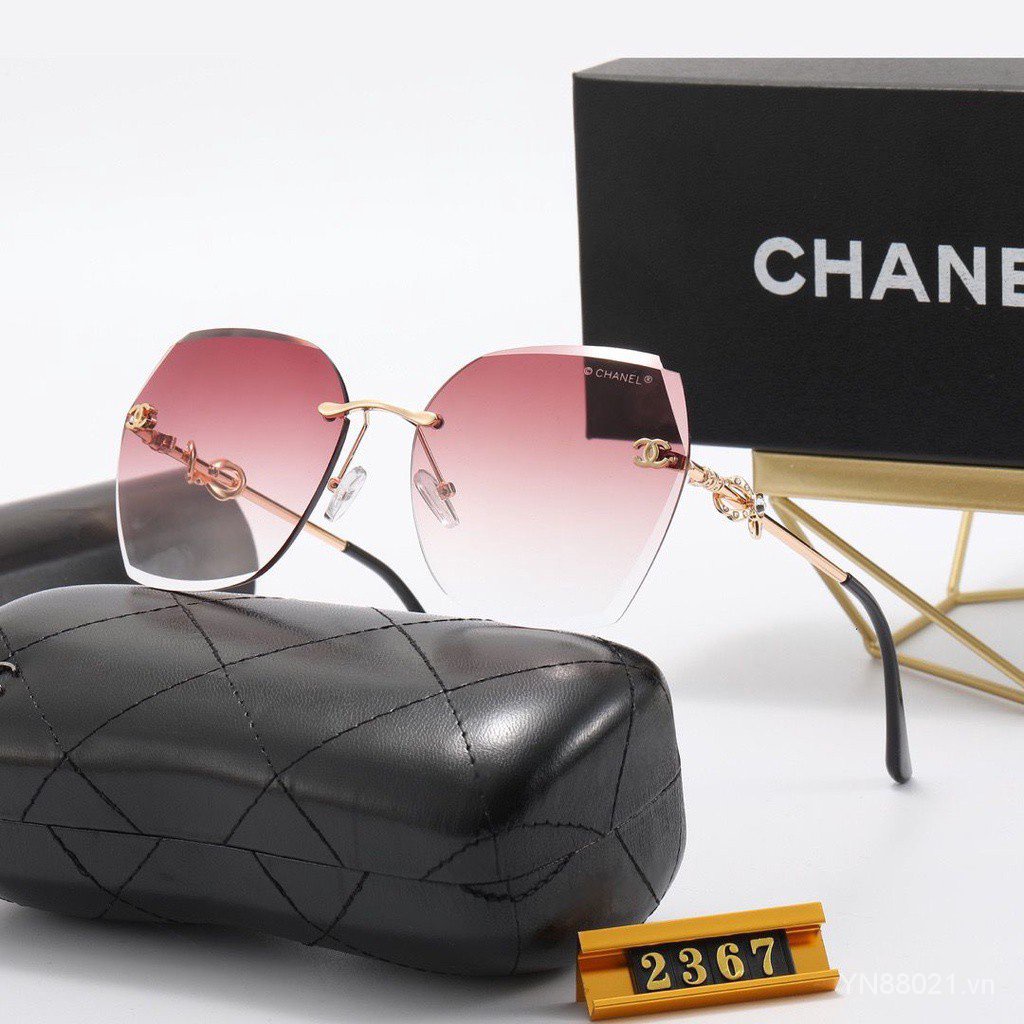 Kính mát Chanel 2022 không gọng kim loại màu gradient chống tia UV400 2367 phong cách Hàn Quốc cho nữ