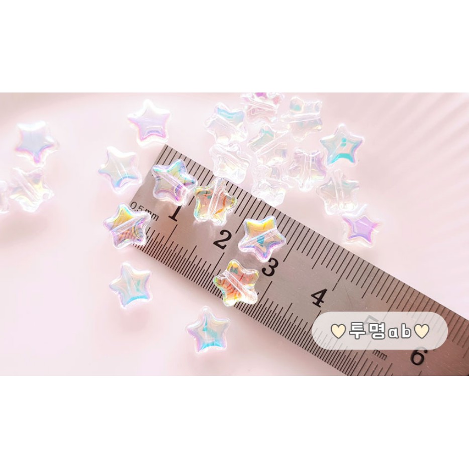 Charm thủy tinh sao nhỏ pastel trong xỏ lỗ 2 đầu T2 /Nguyên liệu làm vòng tay