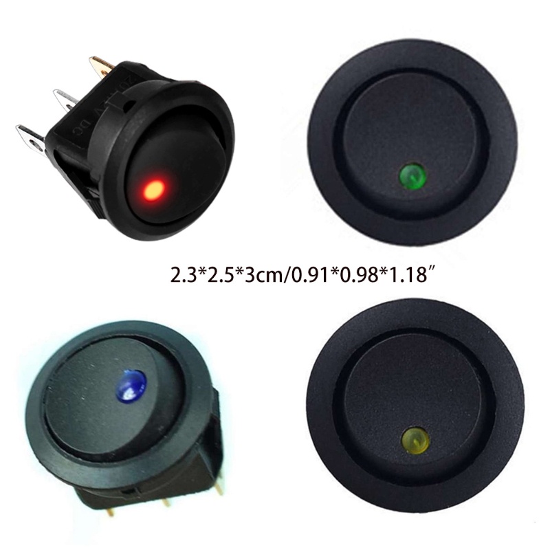 Bộ 5 Công Tắc Tròn Chống Thấm Nước 12V Có Đèn LED Chuyên Dụng Cho Xe Hơi / Tàu Thuyền / Xe Tải RV