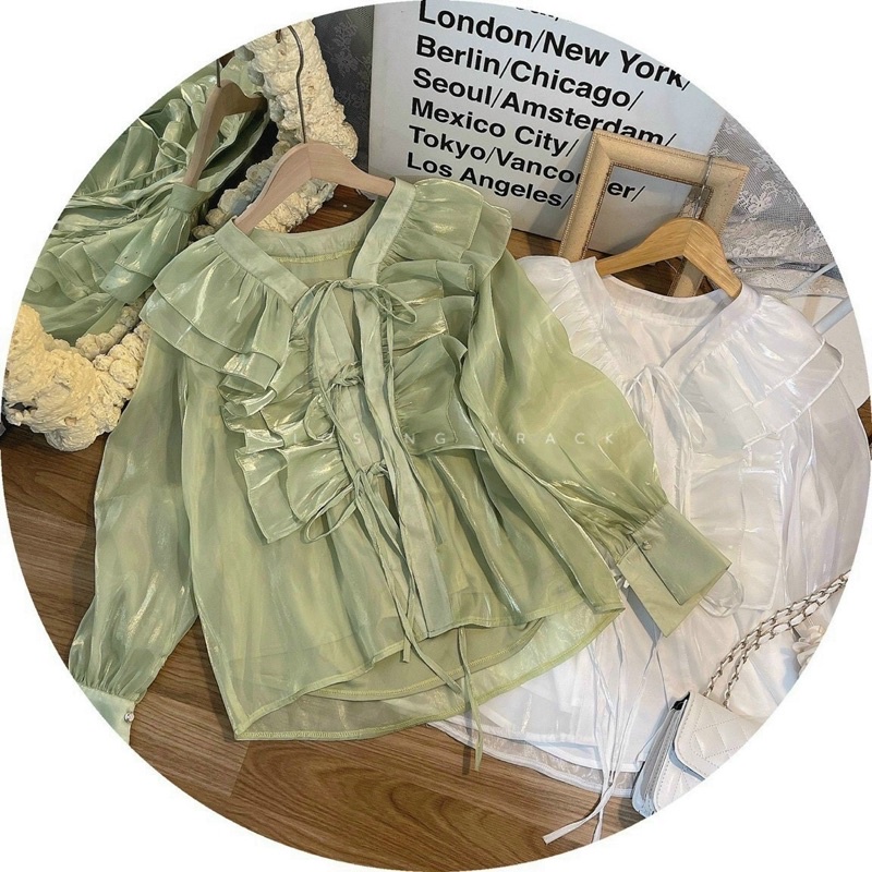 ÁO VIỀN BÈO THẮT NƠ TRƯỚC SIÊU XINH