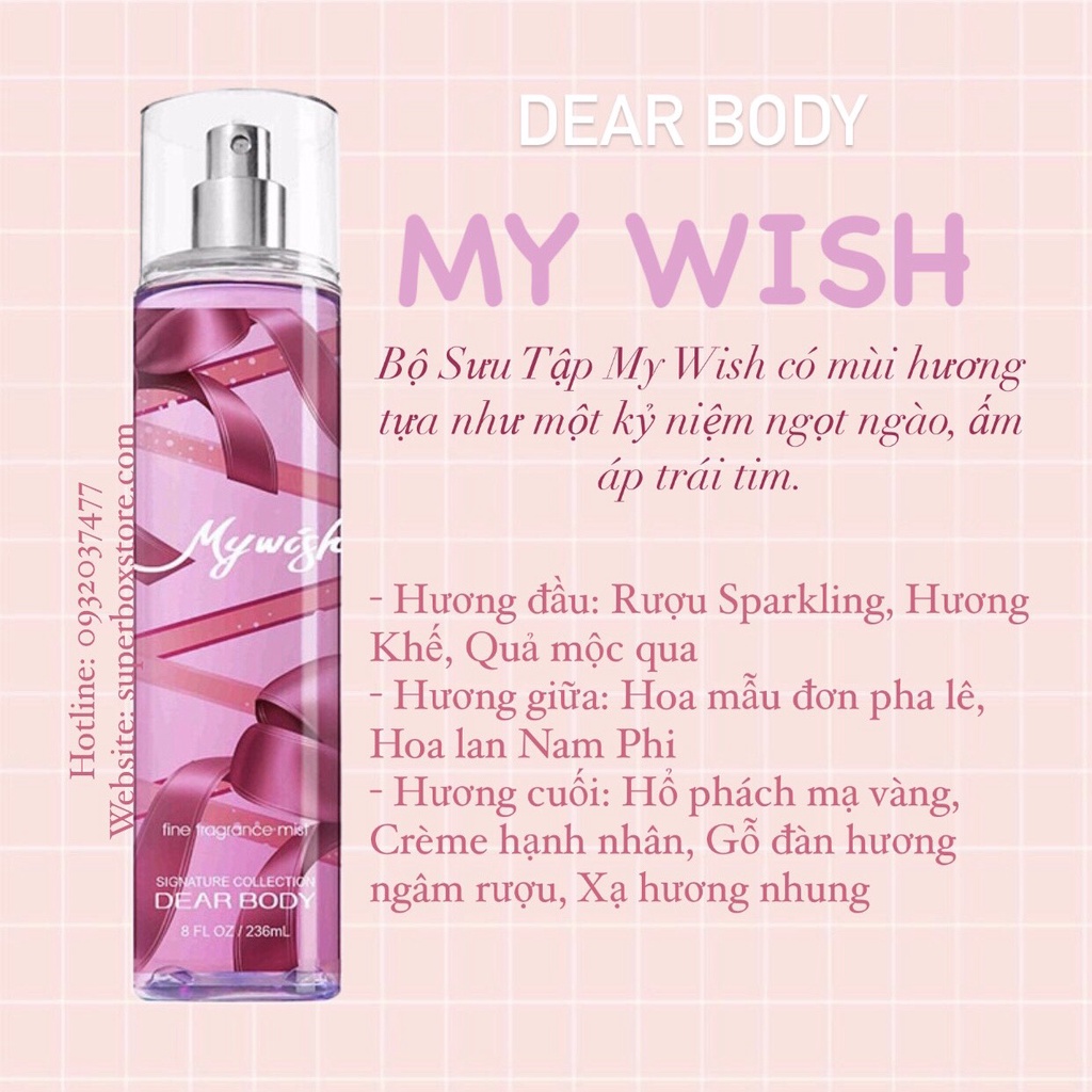 Xịt Thơm Toàn Thân My Wish Fine Fragance Body Mist 236ml