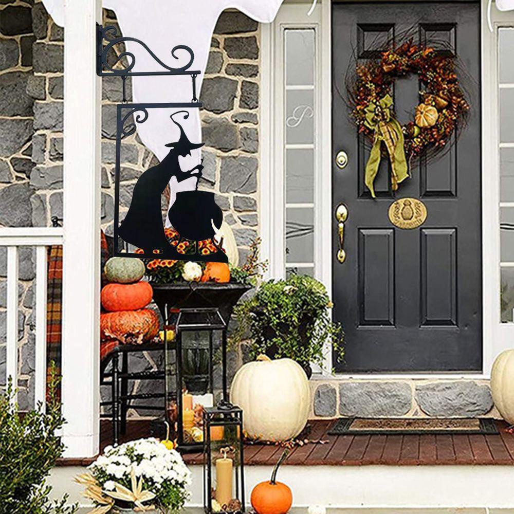 YIYU Biển Hiệu Phù Thủy Bằng Sắt Treo Tường Trang Trí Halloween