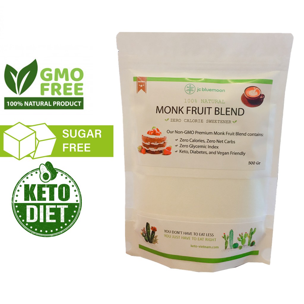 (Keto) Gói lớn 800G Đường La Hán Quả ✅ JC BLUEMOON Monk Fruit Sweetener