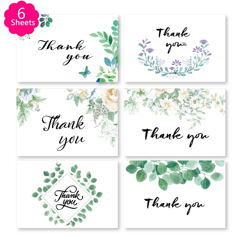 Set 6 tấm thiệp cảm ơn kèm phong bì