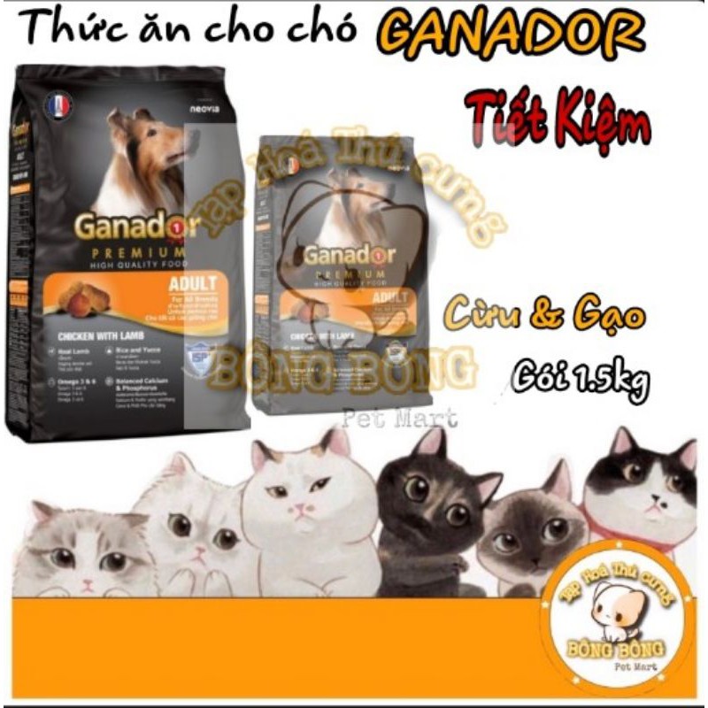 [GÓI LỚN TIẾT KIỆM] 1TÚI THỨC ĂN HẠT CHO CHÓ TRƯỞNG THÀNH GANADOR CAM 1.5KG