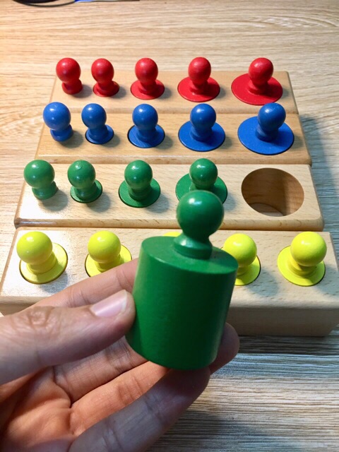 Set 4 Bộ Núm Trụ Montessori - Đồ Chơi Gỗ