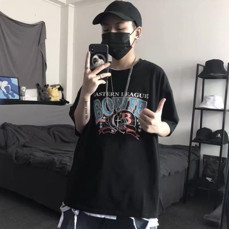 Áo thun tay lỡ unisex dưới 75kg Cocastore, áo phông form rộng in chữ Bowfe