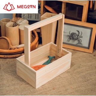 Giỏ gỗ trang trí hoa, trái cây, giỏ gỗ MEGOVN