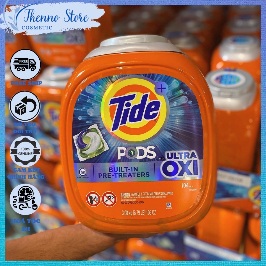 Viên Giặt Xả Tide Pods 104 Viên Downy 4in1 - Ultra Oxi - Hàng Chuẩn Mỹ