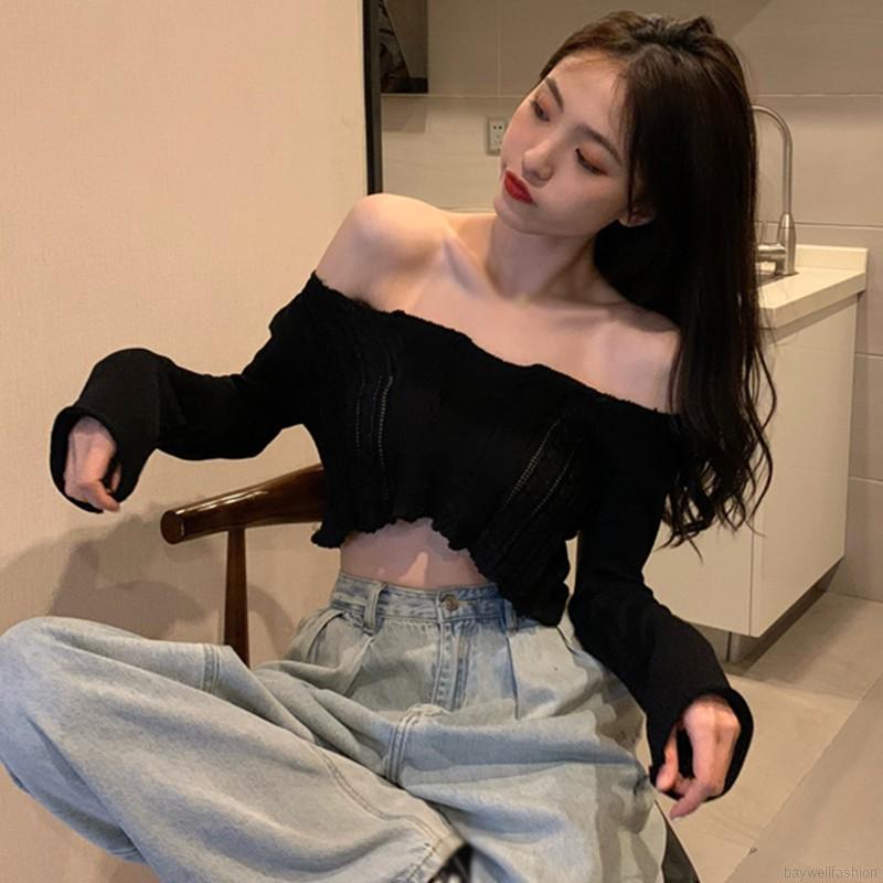 [Baywellfashion]Áo Dệt Kim Dáng Ngắn Tay Dài Cổ Tròn Thời Trang Mùa Thu Dễ Thương Cho Nữ | BigBuy360 - bigbuy360.vn