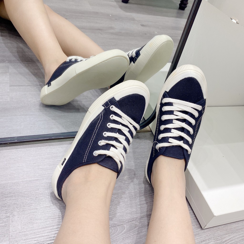 Giày sục nữ Nin Shoes - Giày đạp gót thời trang mũi tròn siêu xinh 2 màu | BigBuy360 - bigbuy360.vn