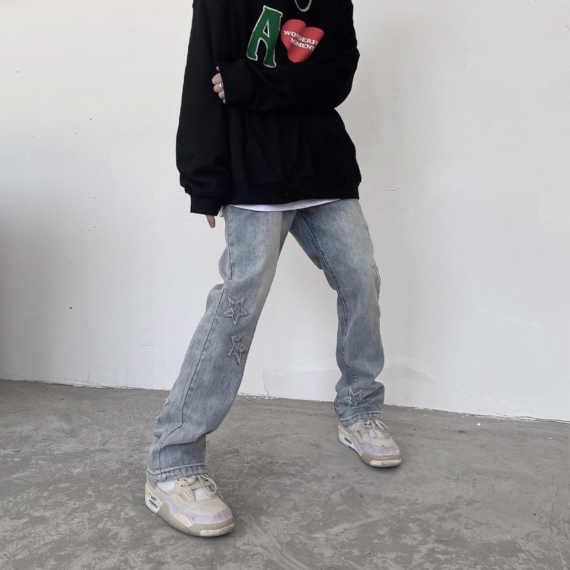 Quần jeans ống vừa ngôi sao đơn giản ulzzang nam